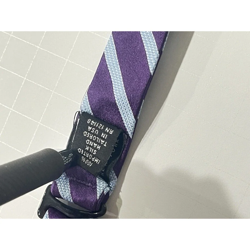 Ike Behar 100% Imported Silk Bow tie Adjustable Purple & Blue Hand Made In USA